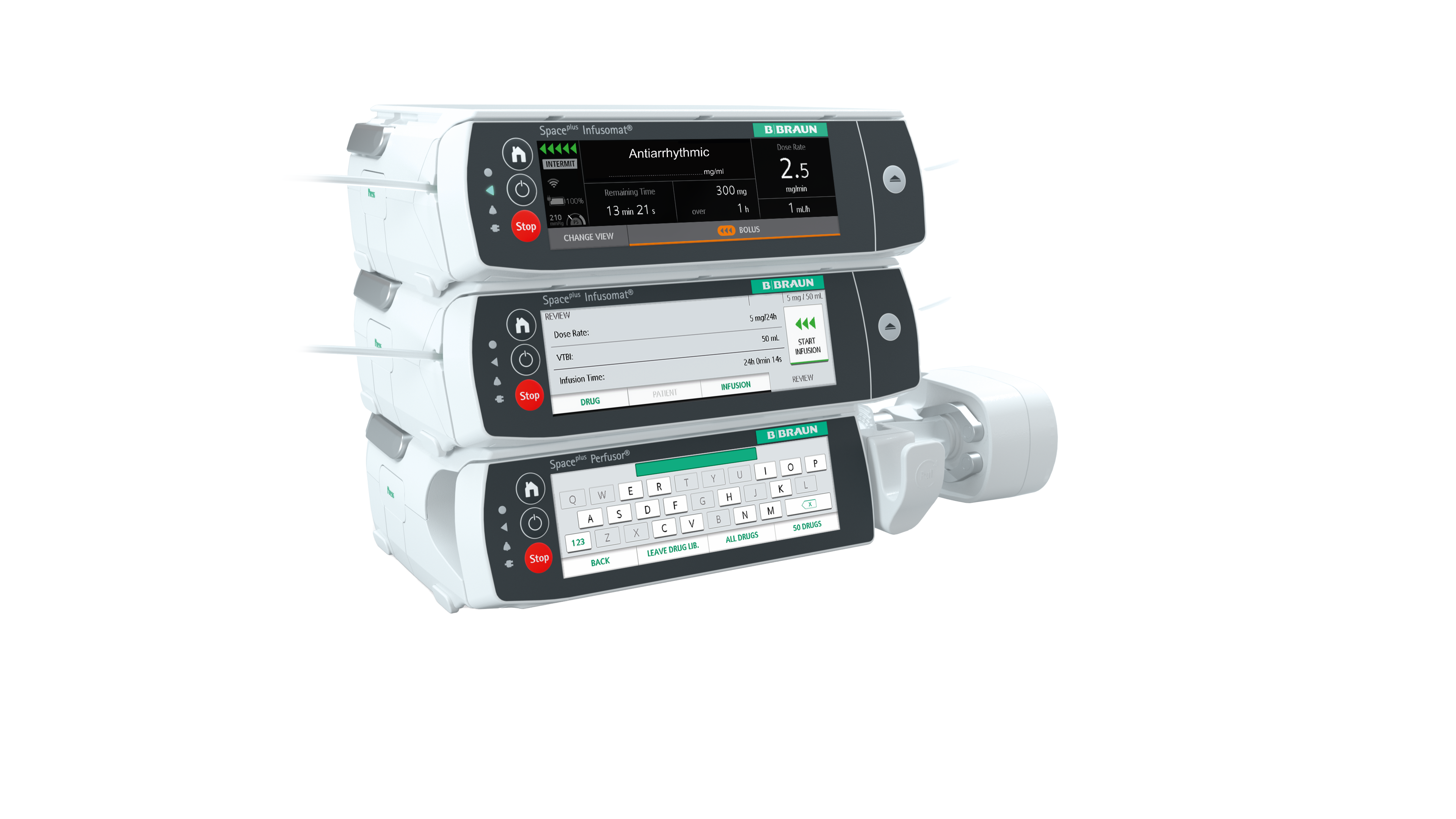 Space Plus Infusion System and a smartphone laying in front of it with the associated app opened. 