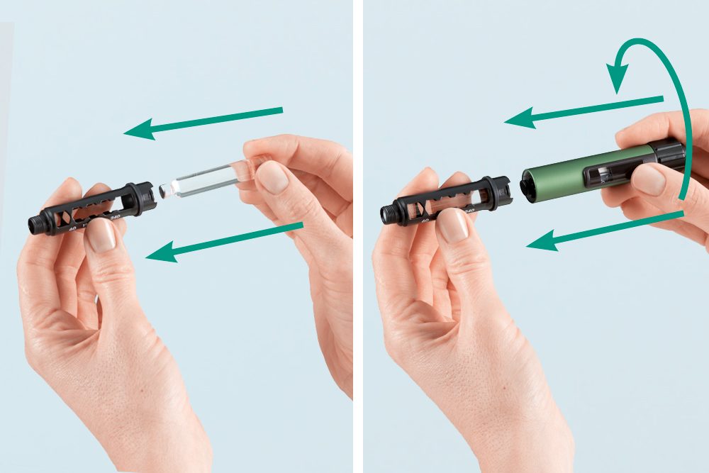 Needle handling - insert the cartridge into your pen