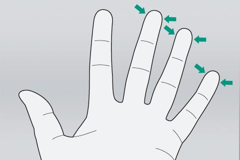 Choose middle, ring or little finger of the non-dominant hand