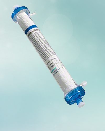 Polysulphone haemofilter for acute renal replacement therapy and filter for separation of plasma and cellular blood components.